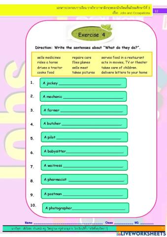 Jobs and Occupations Test 4