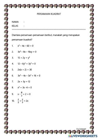 Persamaan kuadrat