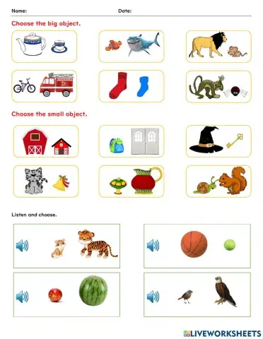 Pre Numbers : Size (Big or Small)