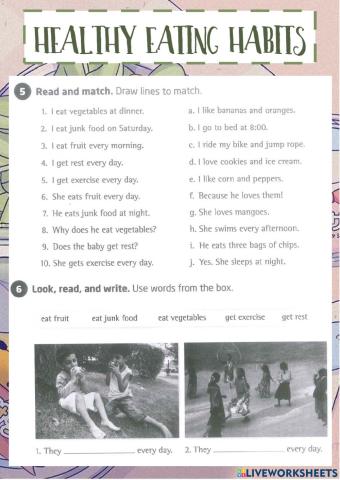 Good and bad health habits