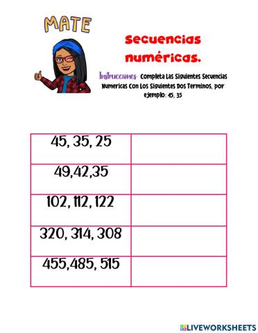 Secuencias númericas