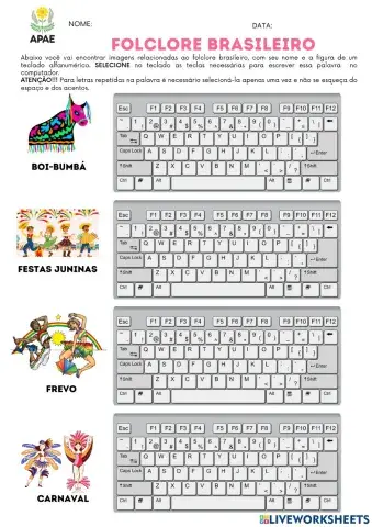 Treino de teclado - folclore brasileiro