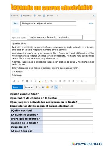 Leyendo un correo electrónico