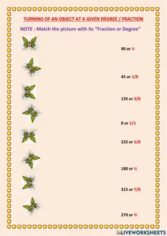 Turning of an object at a given degree - fraction