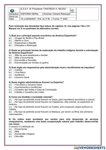 Colonização espanhola na América.