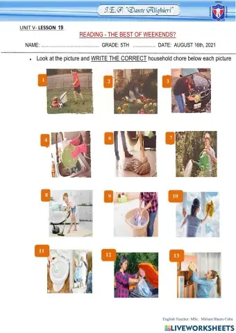 Vocabulary: House chores