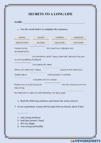 Secrets to a long life