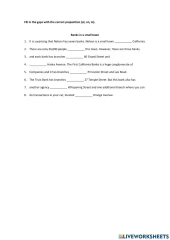 Prepositions of place (in, on, at)