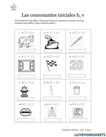 Consonantes b, v