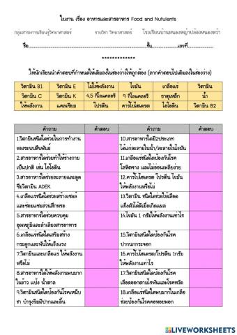 อาหารและสารอาหาร