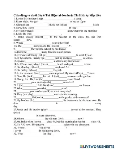 Present simple - present continuous (mix)