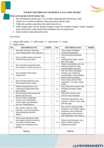 Angket kecerdasan majemuk