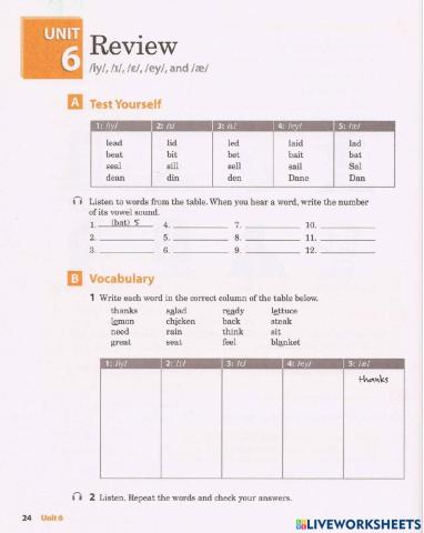 Pronunciation Pairs Unit 6
