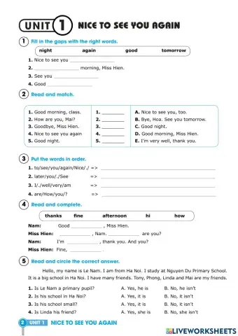 3FE. Test Unit 1 + 2 Grade 4