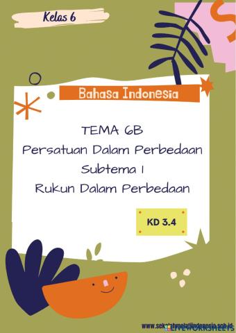 Bahasa indonesia Tema 2 Subtema 1 Sd 6