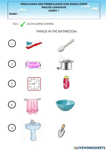 Unit 5: My Home Things in the Bathroom