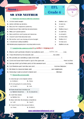 EFL Lesson 4 So - Neither Grade 6