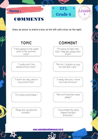 EFL Lesson 4 Making Comments Grade 6
