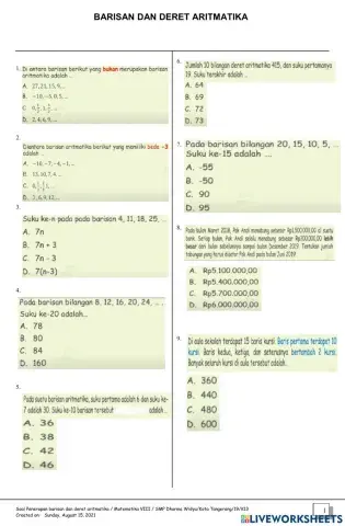 Barisan dan deret Aritmatika