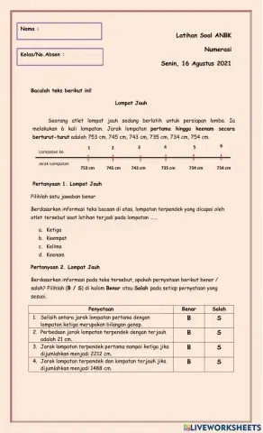 Latihan Soal ANBK Numerasi Kelas 5