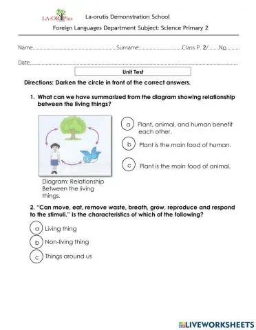 Living things and non-living things.