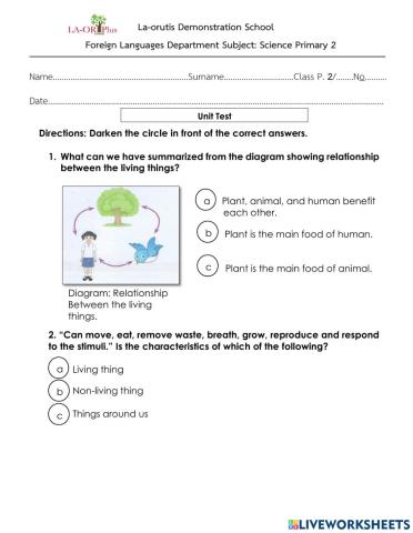 Living things and non-living things.