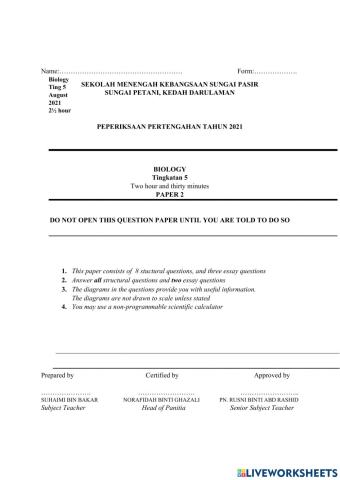 Latihan bio 2 form 5