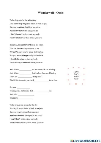 Song: Wonderwall - Oasis - Elementary