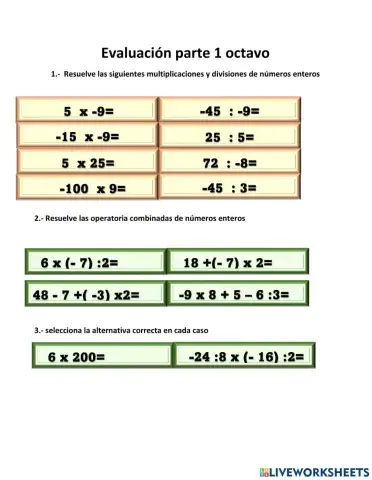  evaluación octavo primera parte