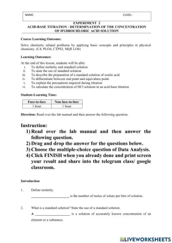 Exp 2: Acid-base titration