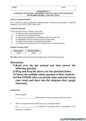 Exp 2: Acid-base titration