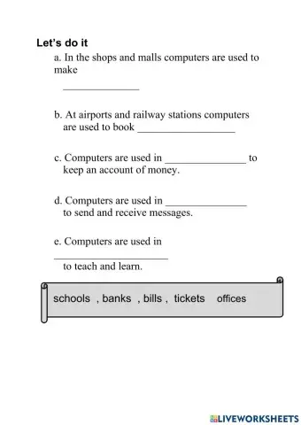 Places and uses of Computer