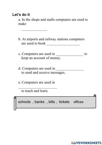 Places and uses of Computer