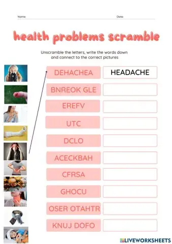 health problem unscramble