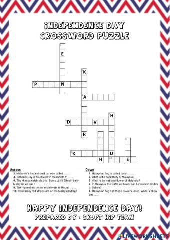 Independence Day Crossword Puzzle