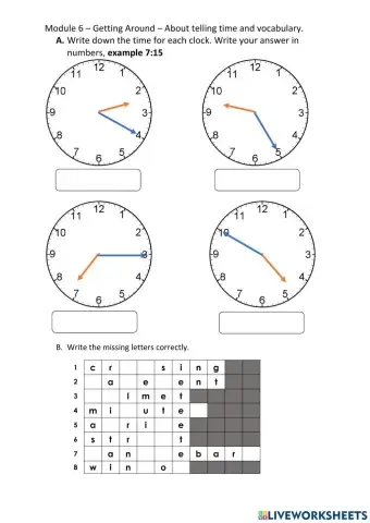 Unit 6 - Getting Around (Telling time)