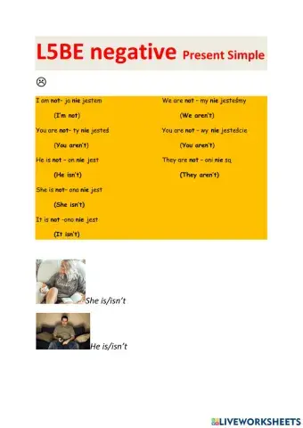 L005BE negative Present Simple