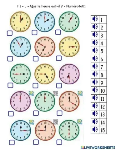 F1 - L - Quelle heure est-il? - Numérote 01