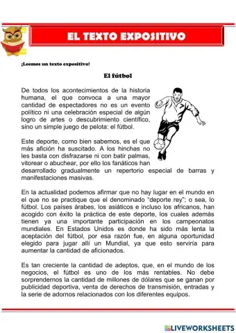 Comprensión lectora texto expositivo