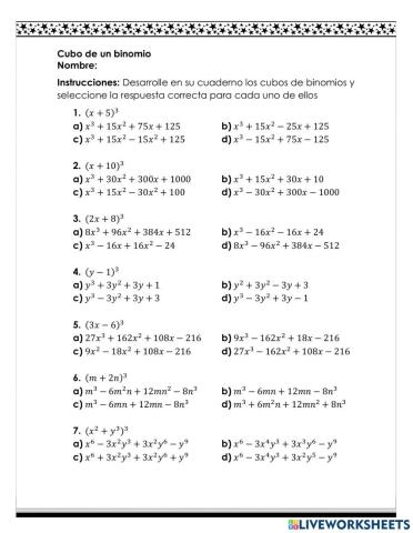 Cubo de un binomio