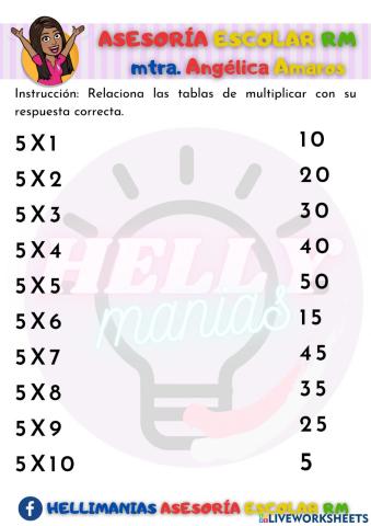 Tabla del 5 Relaciona