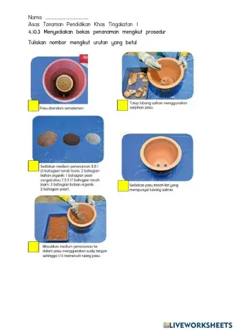 4.10.3 Penyediaan bekas tanaman mengikut prosedur