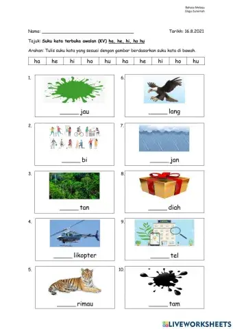 Suku Kata Terbuka (ha he hi ho hu)