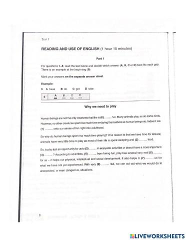 FCE mock use of English