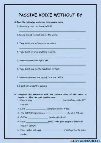 Passive Voice without by(Simple past)