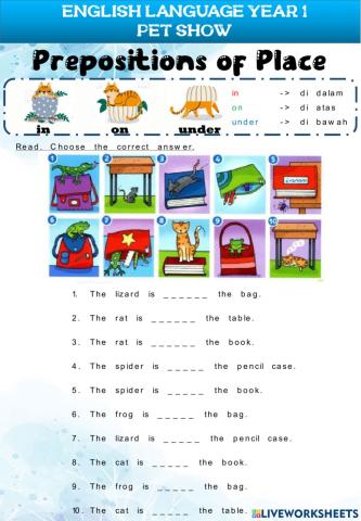 Pet Show - Prepositions of Place