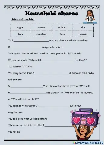 Listening: Household chores