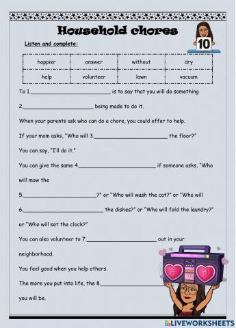 Listening: Household chores