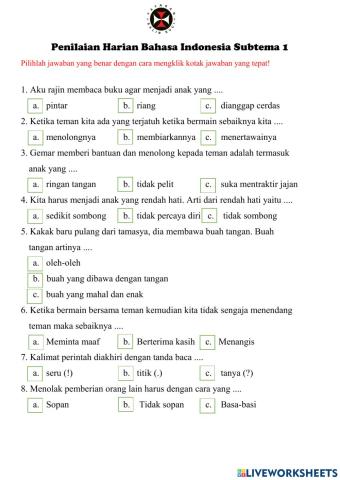bahasa indonesi kelas 2 subtema 1