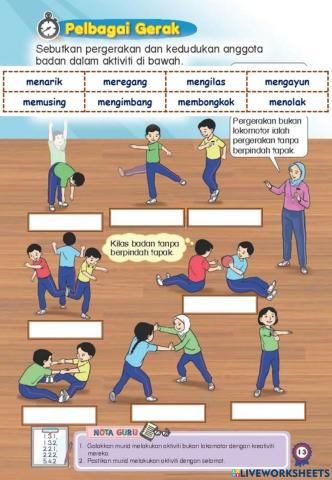 Pjk tahun 1 : pelbagai gerak